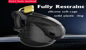 Massage Cockring New Male Fully Restraint Chastity Device Silicone Cock Cage Adjustable Cuff Penis Ring Antioff Belt Adult Sex To4524677