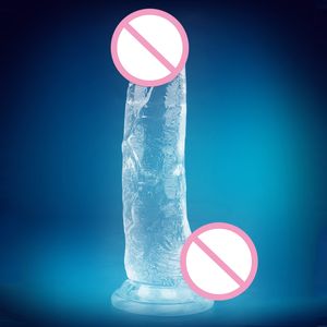 Massage Crystal Dildo's voor vrouwen Dildo Sex Toys Realistische penis Zuiging Cup Dick Volwassene voor mannen Erotische Sexshop Transarent Faloimitator