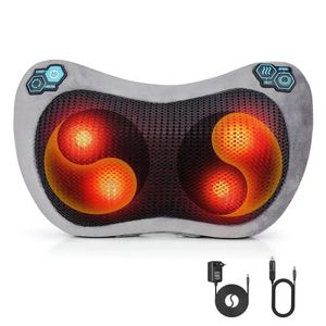 Massage Kussen Warmte Relax Nek Terug Shiatsu Massager Draagbare 4 Roller Elektrische 3D Kussen voor Home Office Auto 240321