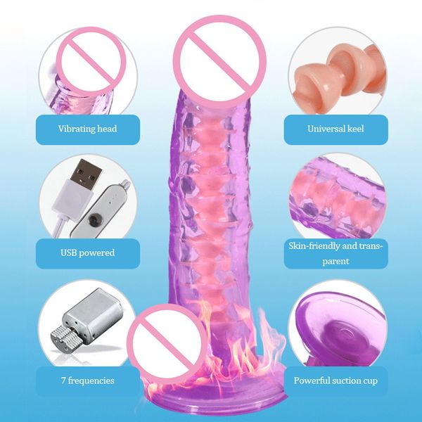 Masaje Consolador Vibrador Punto G Pene Vibrador Vagina Estimulación del clítoris para mujeres Consolador de gran tamaño Productos sexuales Juguete sexual suave para mujeres