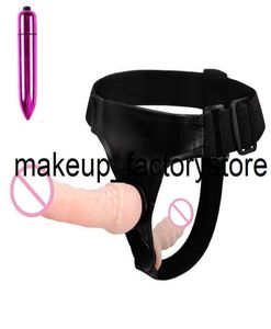 Massage Double Dildo Strap on Pene Shouty Shop Bullet Vibrator Sexy Toys para adultos Mujer Lesbiana Pareja Strapon Anal Plug4782603