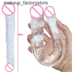 Massage Double Head Dildo Lange Jelly Realistische Dildo Double Ended Dildo Flexibele Grote Penis voor Dames Masturbator Seksspeeltjes voor Lesbian