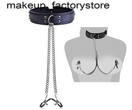 Masaje Eather Slave Collar Pezón Abrazaderas Collar Juegos para adultos Juguetes sexuales para mujeres Parejas Bdsm Bondage Gags Bozales Accessorie1827261