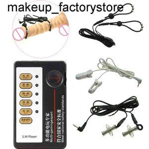 Massage Pinces à tétons à choc électrique Massage du sein BDSM Bondage Clitoris Pénis Anneau pénien Électro Stimulation Flirt Sex Toys Pour Couples