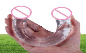 Massage Erotisch Soft Jelly Dildo Anale realistische penis Dubbele hoofddildo Lulspeeltje Masturbatie voor volwassenen Gspot Orgasme Speeltjes voor 7148101