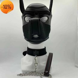 Massage Exotique Sexy Accessoires de Caoutchouc Fetish Hood Masque pour les Yeux avec Collier de Bondage pour Hommes Femmes Couples Cosplay Traction Flirter