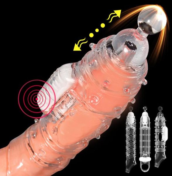 Extensiones de masaje juguete Manga del pene Ampliación masculina Retraso Vibrador Masajeador de clítoris Anillo de pene Cubierta vibrante Juguetes sexuales para adultos para hombres6386258