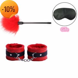 Kit de esposas de cuero Bdsm fetiche de masaje con pluma de coqueteo juguetes sexuales de Bondage para adultos para mujeres pareja tobillos restricciones SM producto