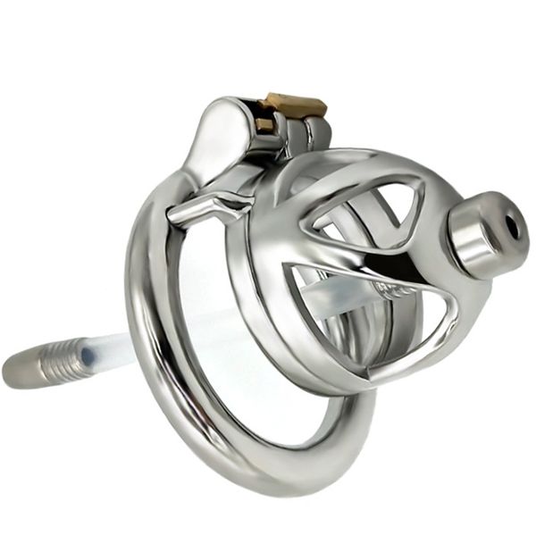 Masaje FRRK Cock Anillo para el pene Acero inoxidable Stealth Lock Dispositivo de castidad masculina El tapón uretral con catéter de silicona Juguete sexual para adultos