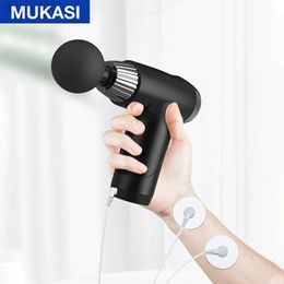 Pistola de masaje Masajeador de cuerpo completo MUKASI Pantalla LCD de pulso Relajación muscular profunda para cuello Hombro Espalda Fitness Alivio del dolor Eléctrico yq240401