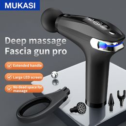 Massage Gun MUKASI Extended Massage Gun LCD Elektrisch Fitness Massager Deep Tissue Muscle Massage voor Full Body Rug- en nekpijnverlichting 230609