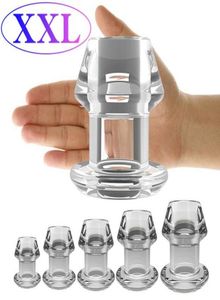 Masaje Hollow Butt Plug con inserto Anal PlugTunnelToy Enorme espéculo anal Dilatador del ano SM Enema Sex Toys1444895