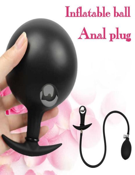 Massage Gonflable Butt Plug Anal Balls Sextoy Construit en Perles Métalliques Buttplug Vaginal Anal Dilatateur Pompe Sex Toys pour Adultes Gay Men1210187