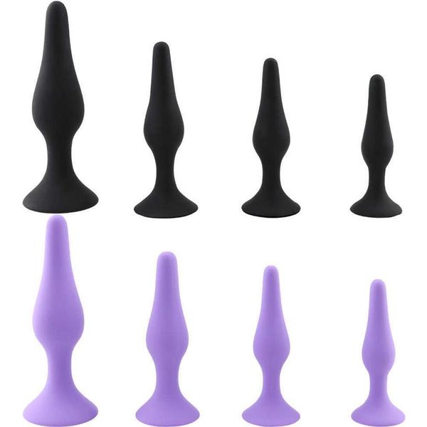 Artículos de masaje 4 tamaños de silicona Anal Plug Beads Butt Plug para principiantes juguetes sexuales para hombres Gay Anus Dilator Próstata Masajeador No Vibra258S