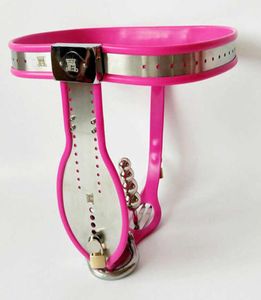 Articles de massage Ceinture en acier inoxydable en silicone rose pour homme BDSM Bondage Cock Cage Cbt Dispositif de retenue Fétiche Jouets sexy pour hommes Penis Lock8596156