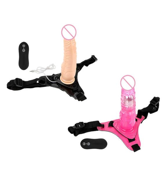 Articles de massage Sangle de mise à niveau sur des godes pour adultes jeux de pénis réaliste femelle masturbator silicone 10 vibratrice de fréquence Toys pour W2556839