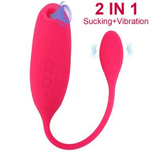 Massageartikelen vibrerende ei sexy speelgoed voor vrouwen 2 in 1 clit nippel sucker zuigen dildo vibrator orale g spot clitoris stimulator