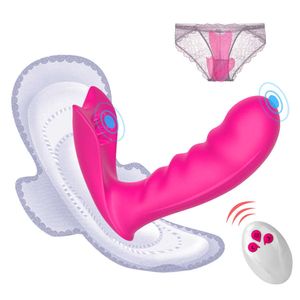 Artículos de masaje Consolador de mariposa portátil Vibrador Control remoto inalámbrico Punto G Estimulador de clítoris Masajeador de vagina Juguetes atractivos para mujeres adultas