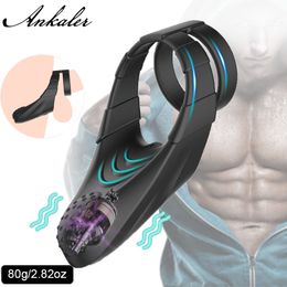 Massage Anneaux De Pénis Masculin Vibrateur Retarder L'éjaculation Vibrant Serrure De Sperme Anneaux Clitoridien Érotique Adult Sex Toys Pour Hommes Masturbateur