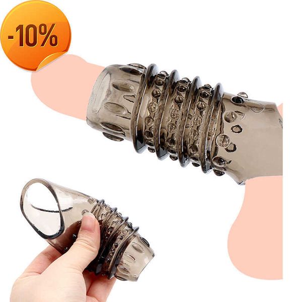 Masaje hombre pene extensor manga Conmdonns hilo retraso eyaculación bucle reutilizable silicona acanalado consolador para hombre agrandamiento del pene