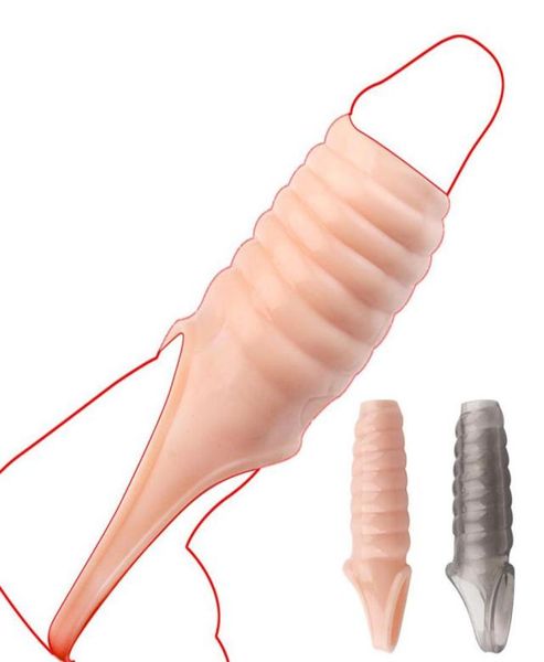 Massage Men Delay Lock Sperm Toy juguetes para adultos Anillo de potenciadores enhebrados Extensor de la manga del pene Manga de la polla del anillo del anillo erótico Toys268272409