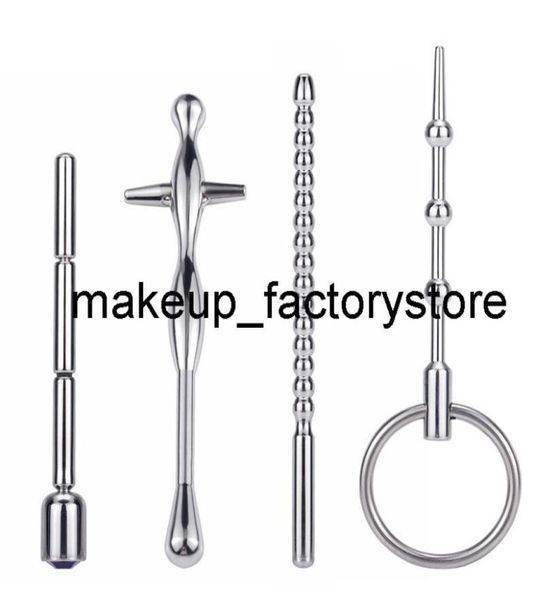 Masaje nuevo 4 estilo enchufe de pene macho dilatador macho estimulación de los ojos de los ojos del masturbador metal metal catéter sexual juguetes f1400482