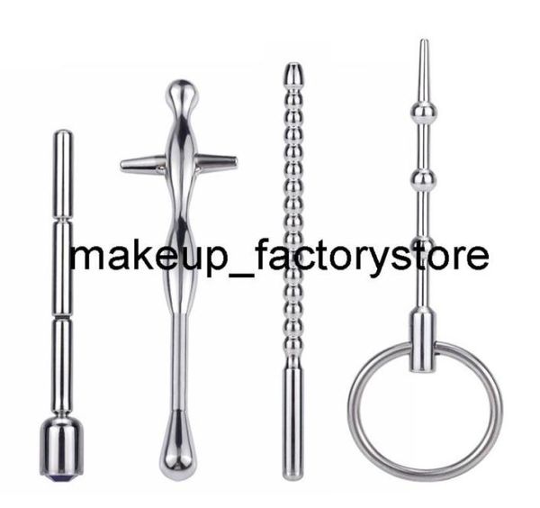 Masaje nuevo 4 estilo enchufe de pene macho dilatador macho estimulación de los ojos de los ojos masturbador metal catéter uretral juguetes sexuales f3355411