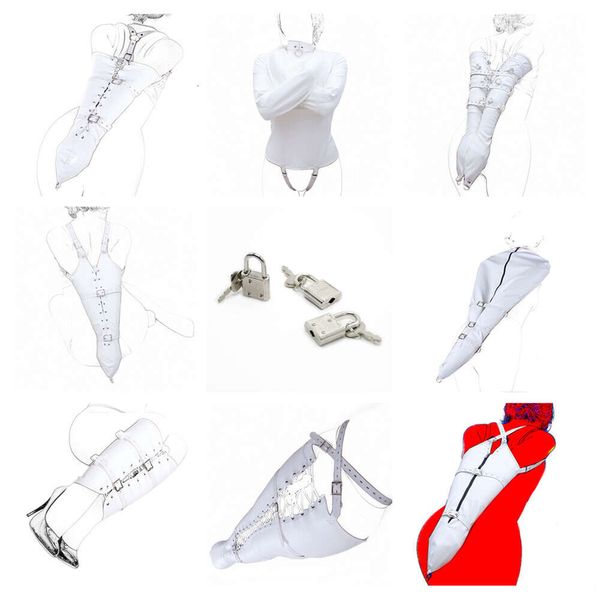 Produits de massage Jeux sexy pour adultes Jouets de retenue érotiques en cuir blanc Menottes pour hommes Femmes Couples Bdsm Esclave Bondage Flirt