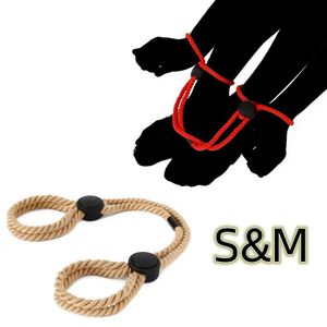 Produits de massage Jeux pour adultes Bdsm Jouets de bondage sexy en coton réglable Menottes de retenue du corps Corde pour hommes Femmes Couple Poignets Cheville Poignets