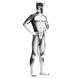 Produits de massage Costumes érotiques de jeu sexy pour adultes de masque de chien en caoutchouc de latex rembourré avec body d'élément de loup 3D pour la fête de jeu de rôle d'animal esclave