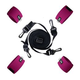 Produits de massage Adultes Jouets sexy de système de sangle de bondage réglable en nylon rose rouge pour les couples Jeux SM Poignets de cheville Poignets de cheville Bdsm Contraintes d'esclave