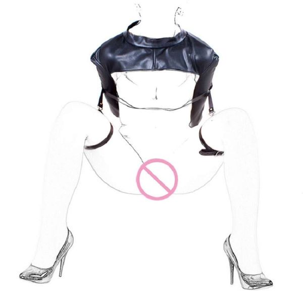 Produits de massage Bdsm Bondage Sexyy Lingerie en cuir PU bras croisés sac à dos veste droite avec jambe ouverte harnais de corps pour Cosplay