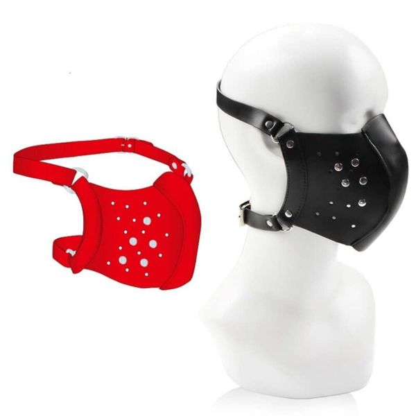 Produits de massage Cosplay Jouets sexy de bondage réglable en cuir Moto Haze Masque fétichiste pour hommes femmes Gay Bdsm Bondage Adultes Jeu de calmar