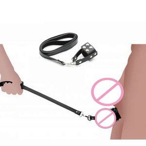 Produits de massage Couples Érotiques Jouets Sexy d'Hommes Pénis Laisse Cock Ring Cage de Chasteté avec Chaîne de Traction en Cuir pour Bdsm Esclave Jeu de Rôle Bondage