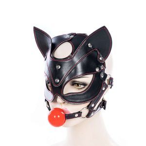 Produits de massage Accessoires exotiques en cuir demi-visage masque de renard avec bouche gag jouets sexy pour femmes couples adultes Bdsm fétiche esclave bondage flirt