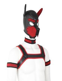 Massage PU Le cuir chien Hood Mask Col Cold Colband Crawling PAW BDSM Bondage Restraint Men039s Sexy Costume Dog Slave Cosplay2366401