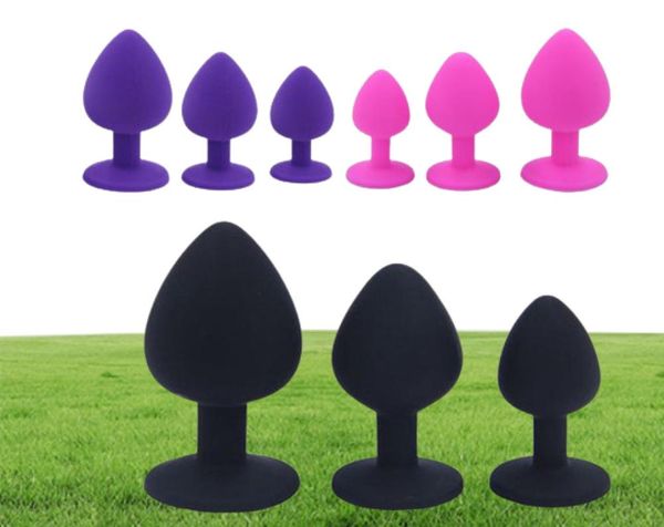 Massage S M L Silicone Anal Plugs Crystal Jewelry Butt Butt Adult Sex Toys for Women Anus Expander Trainer Men Prostate Massag7664452