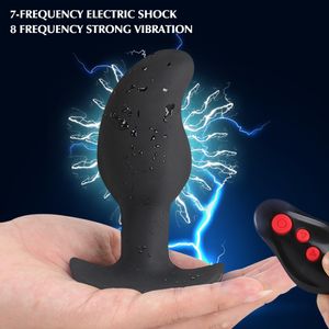 Massage Safe Elektrische Schok Prostaat Massager Volwassen Product Sterke Vibratie Anale Plug Afstandsbediening Zachte Butt Plug Seksspeeltjes voor paar