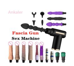 Massage Sex Machine Orgasme Duwend vibrator Dildo Seksspeeltjes Fasciale pistoolspier Relax Body Massage Accessoires Vrouwen Masturbatie 1276604