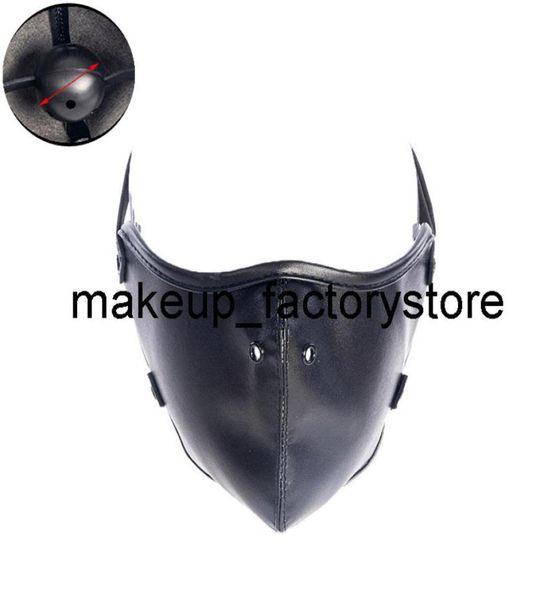 Massage Sex Toys Noir Pu Tête En Cuir BDSM Bondage Cagoule Masque Gag Érotique Flirt Adulte Jouet Réglable Cosplay Pour Couples3588537