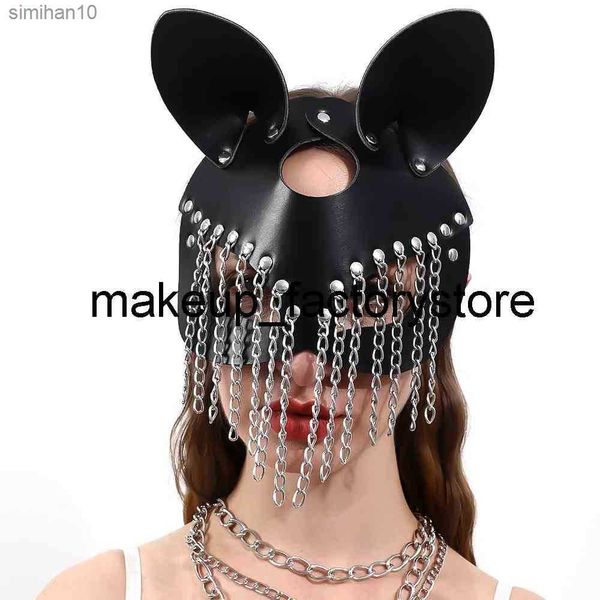 Masaje Juguetes sexuales para mujeres Máscaras Cosplay Cat Bunny Ear Diseño PU Club de cuero Mujeres Lindo gótico BDSM Fiesta de disfraces Adulto Pareja Juego L230518