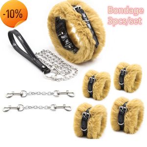 Massage Sexy Menottes En Peluche Réglables Avec Cou Manche Cheville Esclave Bondage Ensemble Couples Bdsm Contrainte Accessoires pour Femmes