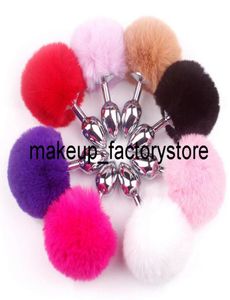 Masaje Sexy Anal Plug Bunny Tail Plush Acero inoxidable y silicona Butt Plugs Juguetes sexuales para mujeres Hombres Gay Estimulador de ano Rolepla6142564