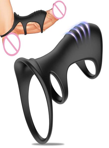 Masaje material de silicona anillo de pene eyaculación tardía anillo de polla masturbator entrenador de pene manga pene toyes de sexo erótico para 8942370