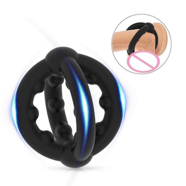 Massage Silicone Pénis Cock Rings Pour Hommes Retarder L'éjaculation Érection Pénis Anneaux Sex Toys Masturbateur Hommes Cage De Chasteté Enl210Q