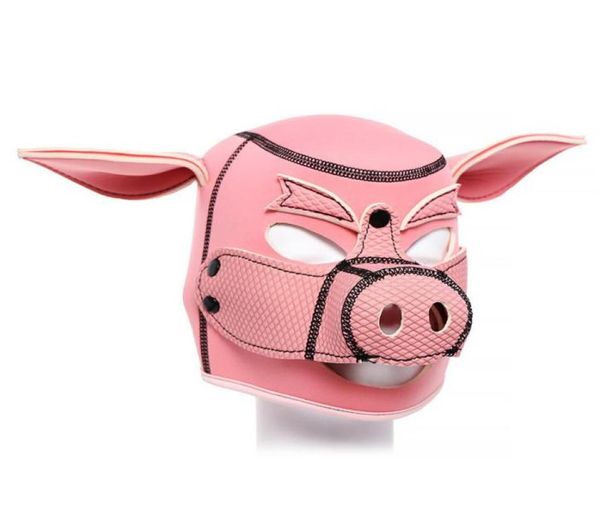 Masaje SM Slave Piggy Headgear de Bdsm Bondage Pig Play Capucha rosa con boca que se puede abrir para Fetish Slave Cosplay Juego para adultos Flirt S6300996