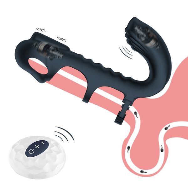 Massage Doux Éjaculation Retardée Pénis Anneau Produits Pour Adultes Silicone Cock Ring Gland Vibration Stimulateur Érotique Sexy Jouets pour Couple