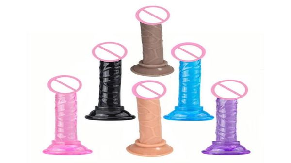 Massage Soft Mini Dildo Pinis réaliste Dick avec des godes anales à aspiration forte pour les femmes homme érotique Toys pour les adultes noirs DI6541411