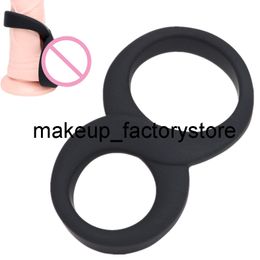 Massage Doux Silicone Retarder L'éjaculation Pénis Anneaux Mâle Dick Erection Extender Érotique Cock Rings Sex Toys Pour Hommes Double Cockring Jouets