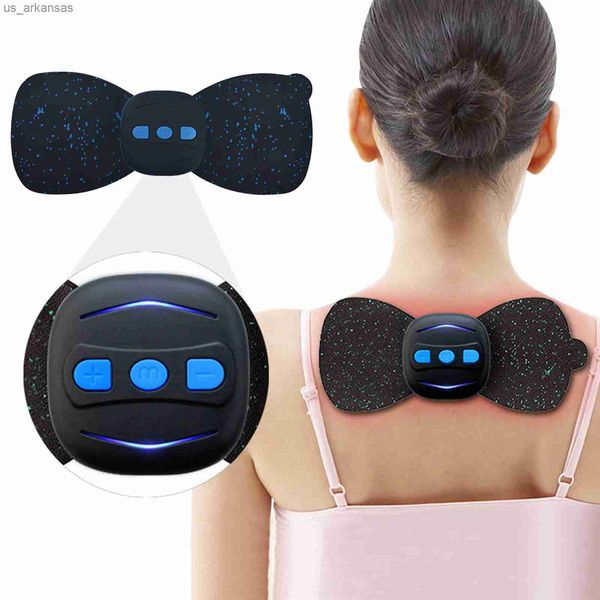 Autocollants de massage Masseur électrique portatif d'épaules cervicales de cou rechargeable d'USB avec la télécommande pour soulager la douleur de fatigue L230523